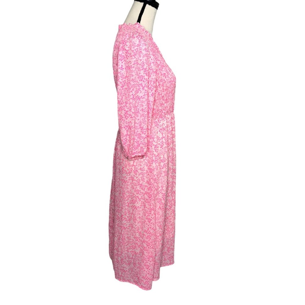 SOLD Superfoxx Pink Floral Smocked Midi Dress Size Small - Picture 7 of 11